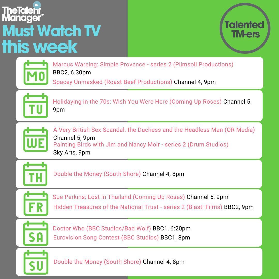 MUST WATCH TV THIS WEEK -give yourself a shout out! Tag your colleagues & yourselves if you see your show & tell us what it was like to work on your programme on the TM Hub via the link: buff.ly/3UQ1kbB @BBCTwo @Channel4 @Channel5_tv @BBCOne