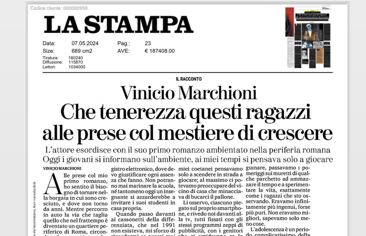 Oggi su @LaStampa un mio pezzo sull’adolescenza, nel giorno dell’uscita di #trenotti