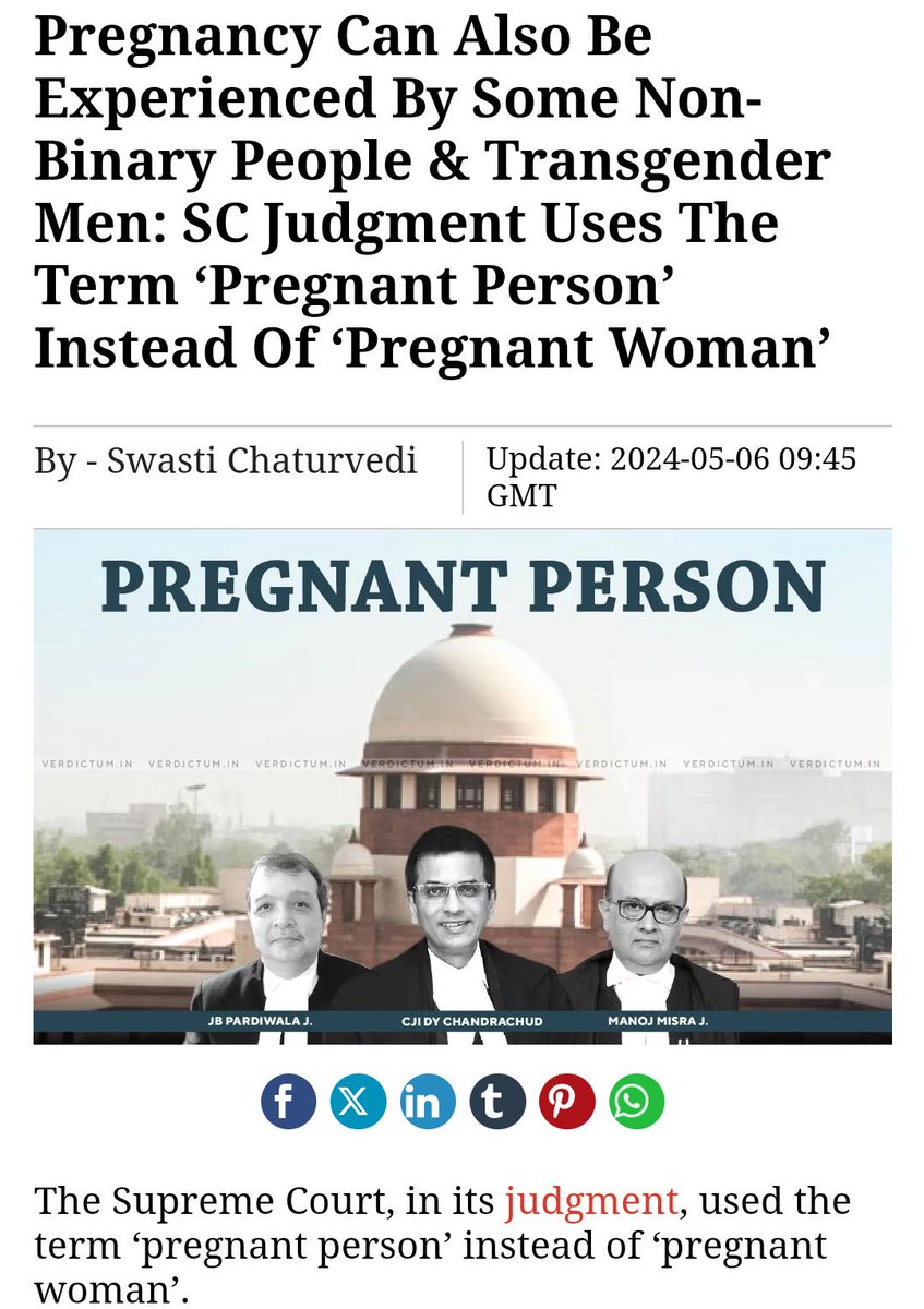 India has officially activated its woke mind. 

My question is - 

will Trans Men be considered Men during BNS 69/ Domestic Violence/ Maintenance Cases or 

Will Trans Men become Women? 

#GenderFluid

Meanwhile, remember this: 

2 Genders.
#TransMenAreConWomen
#AbortionIsMurder