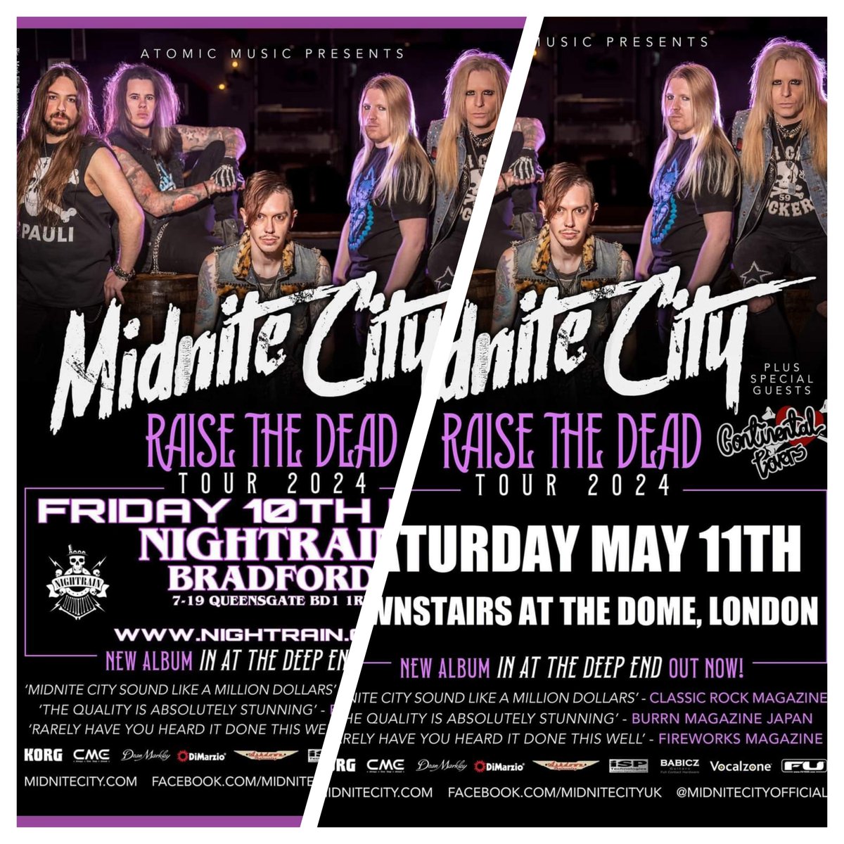 Final 2 dates of the RAISE THE DEAD UK TOUR this weekend 💜 Friday - Nightrain, Bradford Saturday - The Dome, London Tickets via link below 👇 linktr.ee/midnitecityoff…