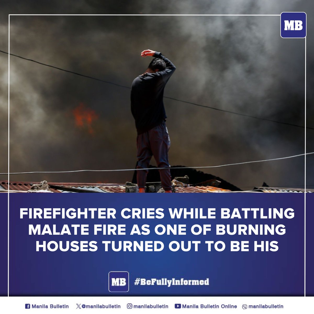 A fire volunteer was seen crying while battling a fire that hit a residential area in Malate, Manila on Tuesday, May 7, and which rendered 50 families homeless. The reason? One of the burning houses turned out to be his.

READ: mb.com.ph/2024/5/7/firef…