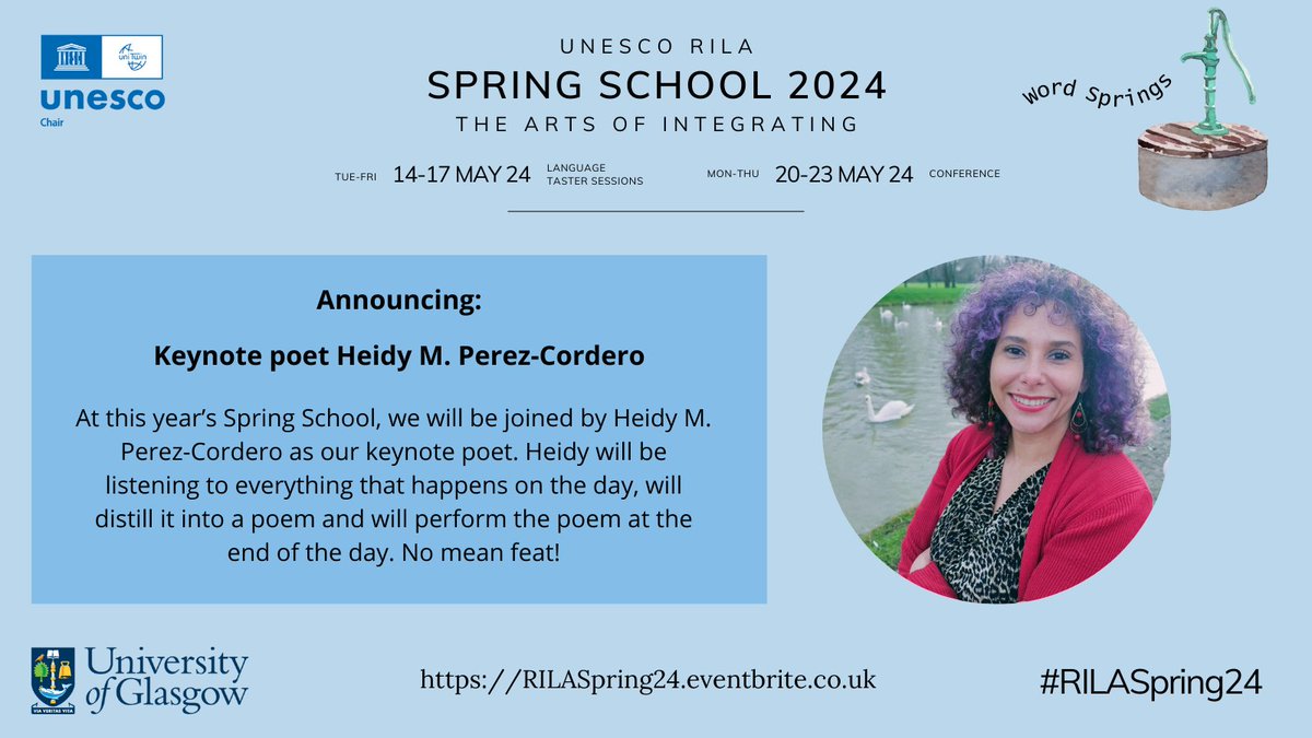🥳I am thrilled to share with you that I will be one of the Keynote Poets @UofGUnescoRILA conference 2024. The little Puerto Rican girl in me is 'culeca' (PuertoRicanDialect).Looking forward to meeting Everyone at #RILASpring24 and learn about your exciting and necessary work 🌻