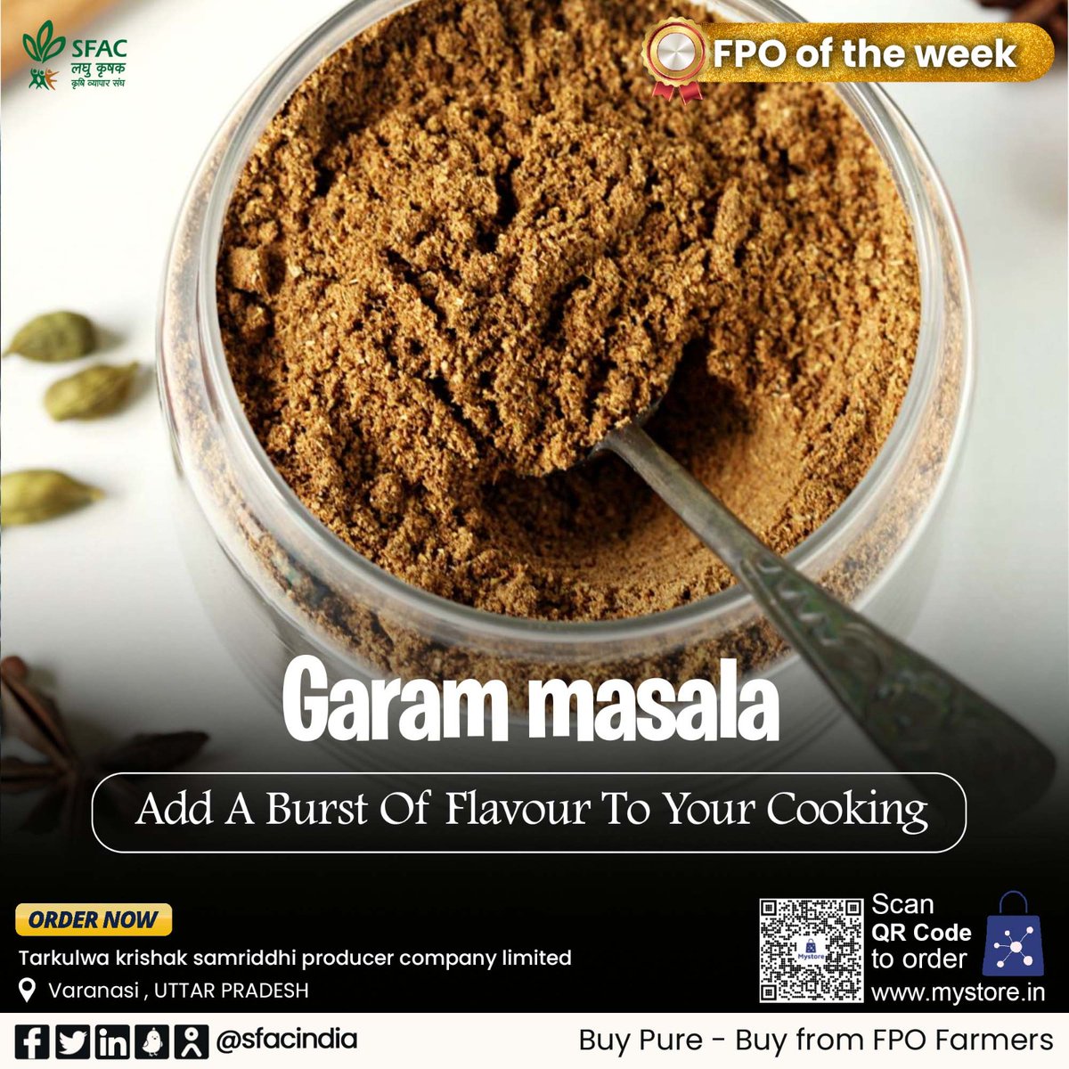 Made with a blend of traditional spices, this pure sabzi masala transforms your ordinary vegetable dishes into flavorful & aromatic delicacies. Buy straight from FPO farmers at👇 mystore.in/en/product/f6b… 😋 @AgriGoI @CMOfficeUP @ONDC_Official @PIB_India @mygovindia #VocalForLocal