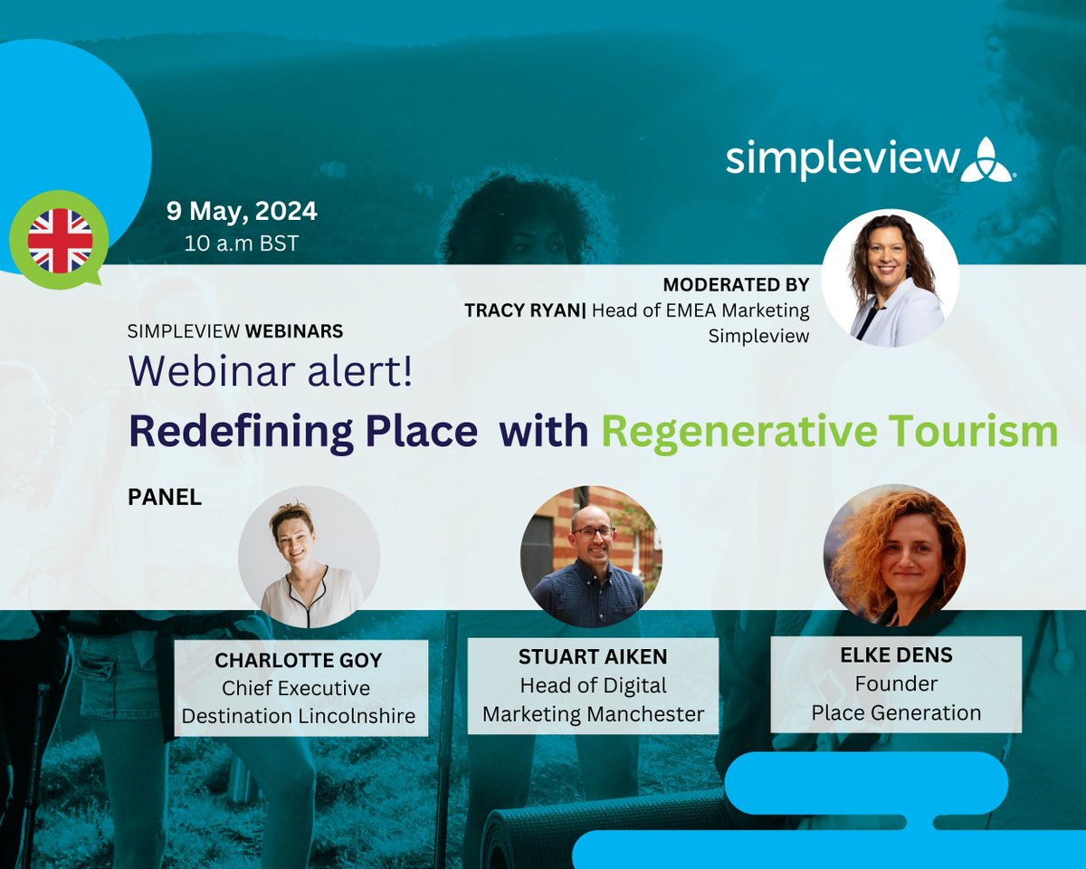 Interested in the transformative power of regenerative tourism 🌍? Our upcoming #webinar will delve into the pivotal role of #tourism as a force for positive change, both environmentally and economically. Register here ⬇️ simpleviewinc.zoom.us/webinar/regist… #placemaking #travel