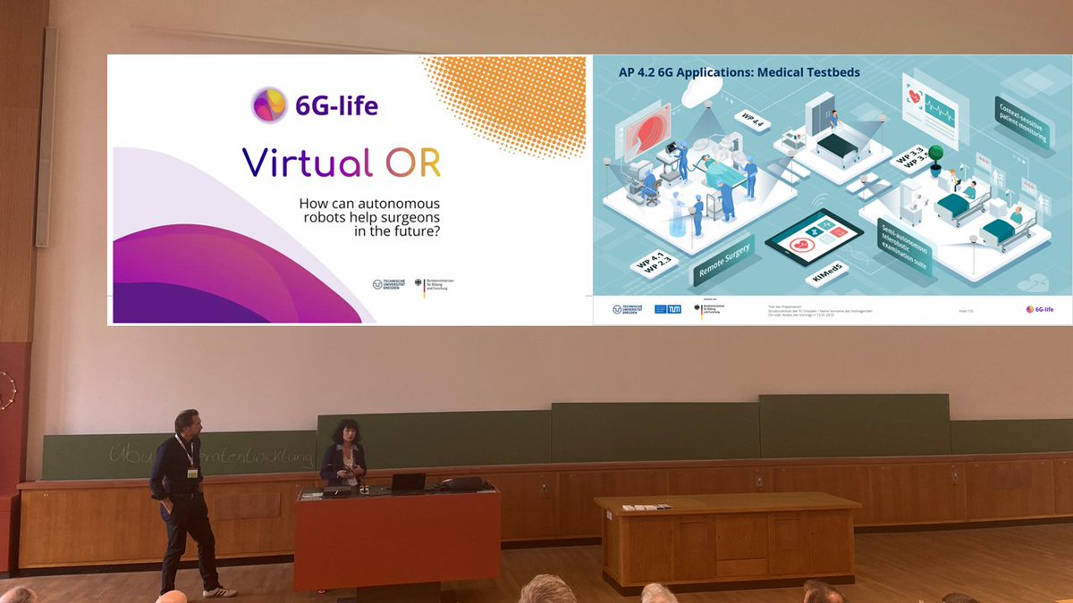 Under the @BMBF_Bund @6gLife Medicine Hub🏥, together with Prof. Dirk Wilhelm @TU_Muenchen, we @SpeidelStefanie @NCT_UCC_DD are excited to showcast📷the Virtual OR featuring testbeds for for robot-assisted tele-surgery🗣️😎and Context-sensitive Medical Environment 🩺