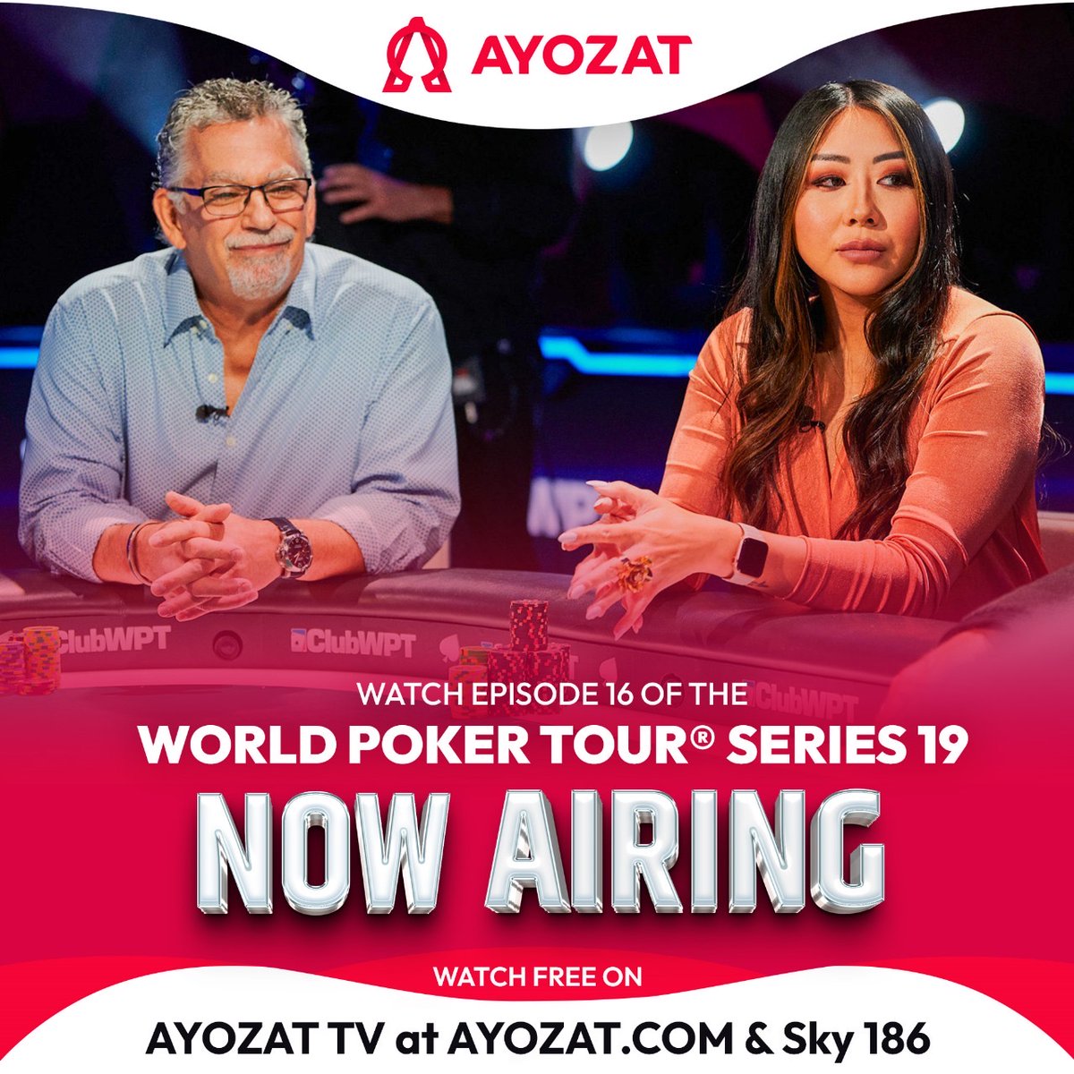 It's poker time! Episode 16 of the World Poker Tour® Series 19 is now airing on AYOZAT TV at Sky 186 and ayozat.com. Join us for high-stakes action and intense showdowns as players compete for the ultimate prize. #poker #worldpokertour #wpt #wptseries19 @WPT
