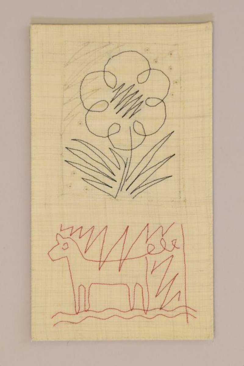 Machine embroidery on cotton ca. 1930s by Rebecca Crompton