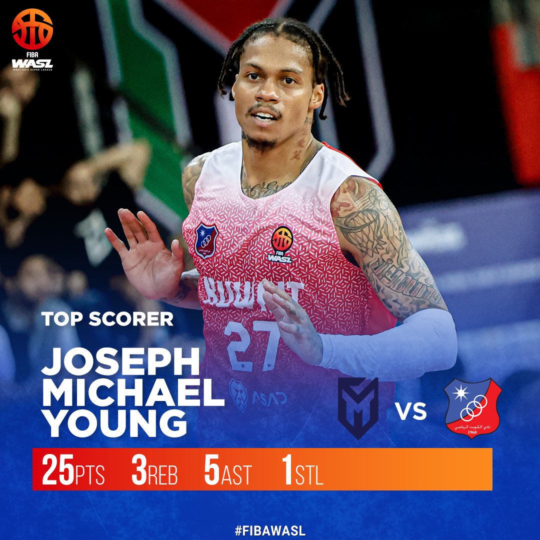 Point by point, bucket by bucket! 🔄 Joseph Michael Young dominates the scoreboard with 25 points! 🏀💪
 
#FIBAWASL #WASL #TopScorer #KuwaitSC