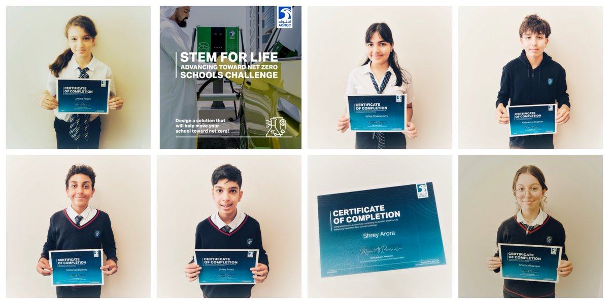 Congrats to WEK students, Shrey, Shams, Jawana, Ishita, Alessandro, and Mohammed Elgendy for successfully completing the ADNOC STEM for Life prog. with its focus on advancing towards net zero.

#stemeducation #teamwek #sustainabilitymatters #weksuccess