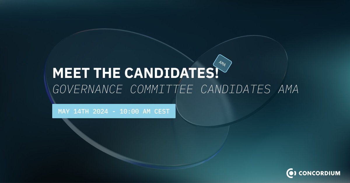 🚀 Join us for the Governance Committee Candidates AMA on May 14 at 10:00 CEST on Telegram! Hear from Andreas Baidas, Juan Vivas, @MikaelBondum , and Jesper Mathias as they share their vision for @ConcordiumNet . 🎙️ Moderated by Christopher Portman. Get ready to ask your…