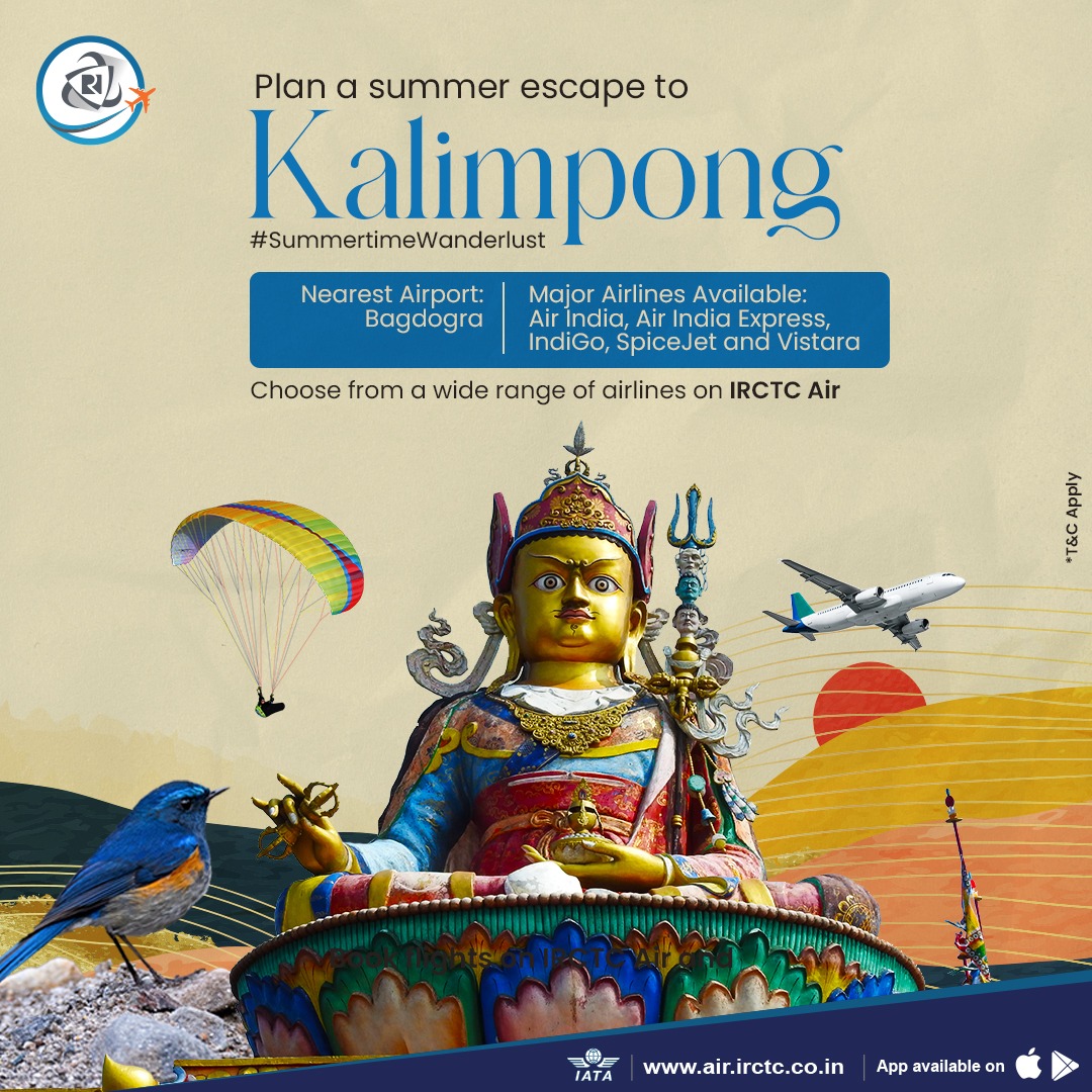 Feel like going to cooler places this summer?  

Plan a summer escape to Kalimpong with #YourTrustedTravelCompanion. 

Book air tickets on air.irctc.co.in or the #IRCTC #Air app. #SummertimeWanderlust

#airtickets #booking #kalimpong #dream #destinations #travel #tourism