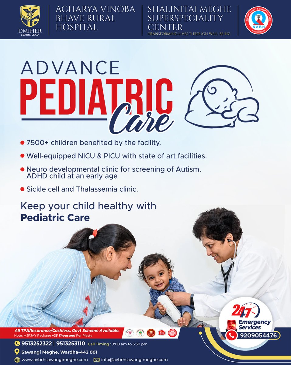Let's bring Advance Pediatric Care to your baby and keep them healthy. For more Visit Our Hospital
#PediatricHealth #ChildCare #HealthyKids #AdvancedPediatrics #ABVRH #ChildrensHealth #HospitalCare