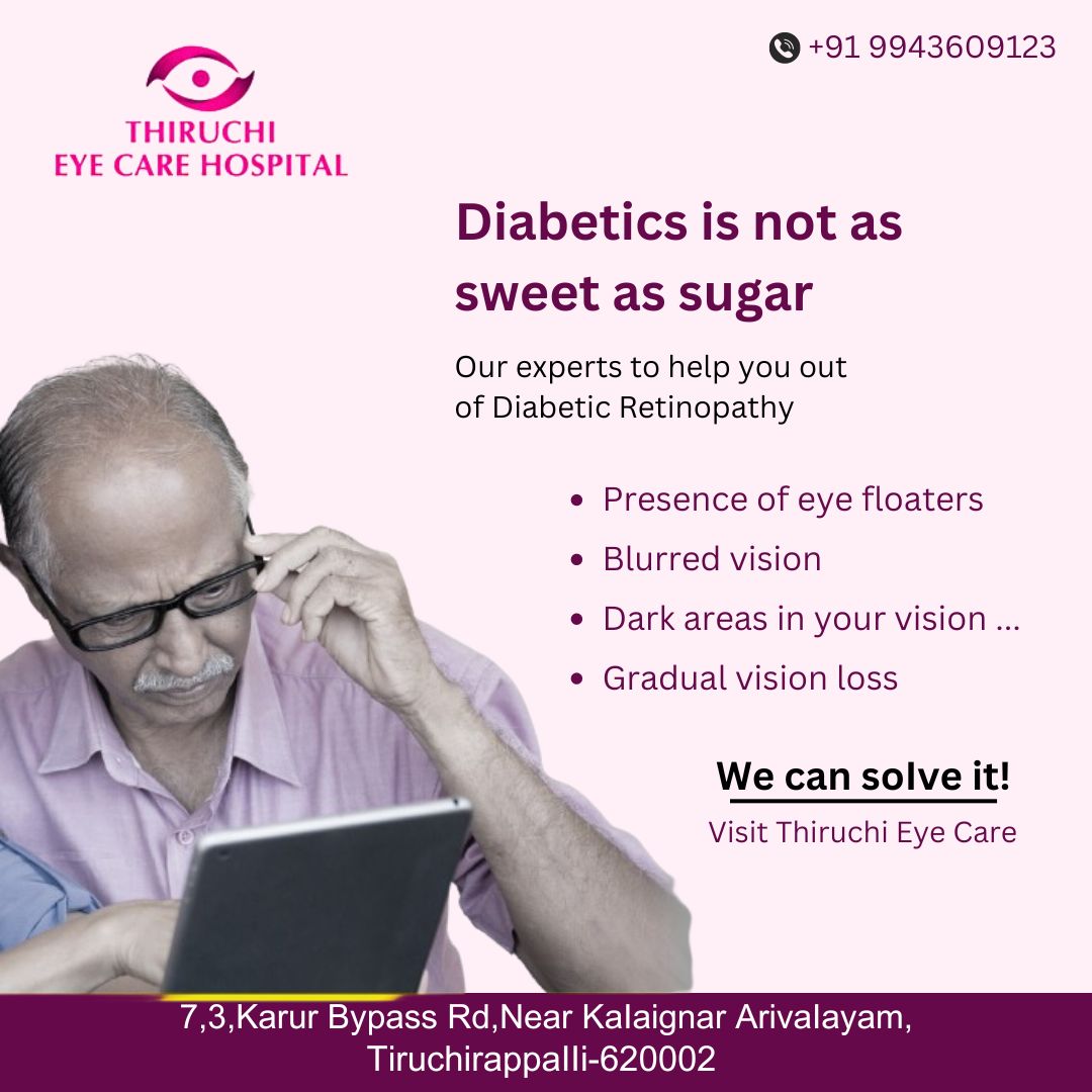 Empowering Eyes, Saving Sight: Tackling Diabetic Retinopathy Head-On.

For consultations, Thiruchi Eye Care Hospital.

Phone No: '+919943609123.

#diabeticretinopathy #eyehealthcare #eyetreatment #thiruchieyecarehospital #besteyehospitalnearme #besteyehospitaltrichy #eye #trichy