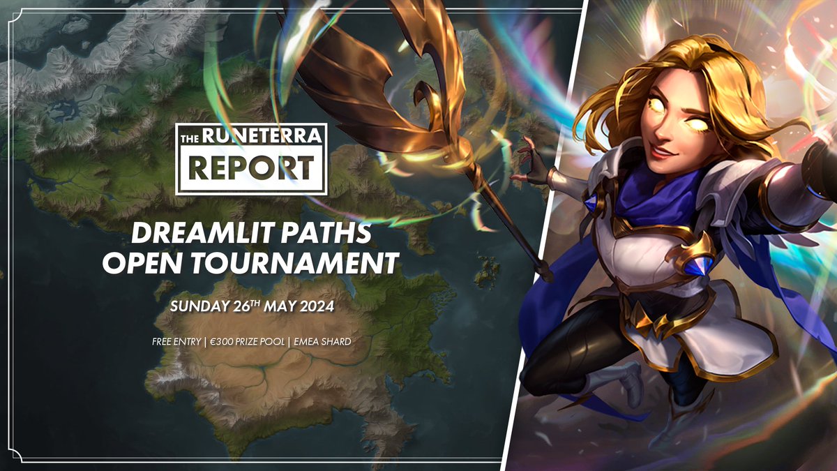 We are happy to announce that the LoRreport Dreamlit Paths Tournament will take place on Sunday 26th May @ 1 PM CEST!

Free Entry | EMEA Shard | €300 Prize Pool

HUGE shoutout to <a href="/Drakkros23/">Drakkros</a> who has contributed €200 to the prize pool for this tournament!