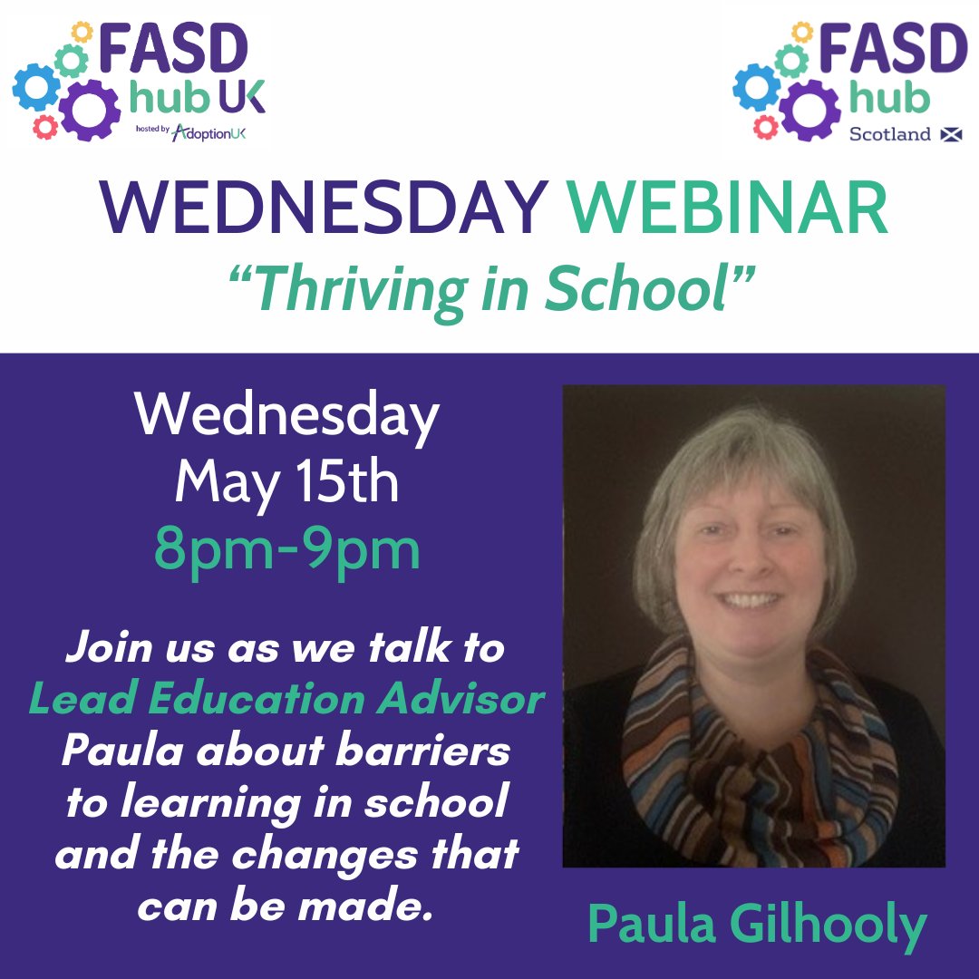 Every child deserves to thrive at school but, for many,  school can be a challenging place. This webinar will explore barriers to learning at school and the changes we can make. It is suitable for parents and care givers across the UK. Book now:  ow.ly/qOIY50RnVfS #FASD