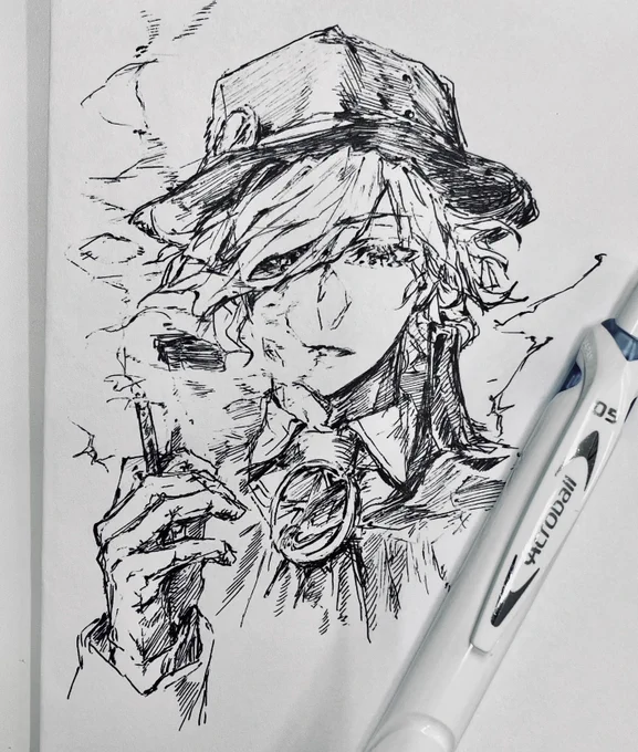 巌窟王(ボールペン一発描きのリベンジ) 