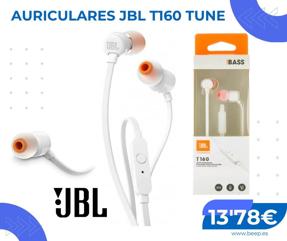 👉 Auriculares JBL T160 TUNE blancos con micrófono in-ear disponibles en BEEP Monforte del Cid por 13'78€.

#auriculares #inear #blancos #JBL #BASS #T160 #Tune #ilovetechnology #iloveblue #iloveBEEP