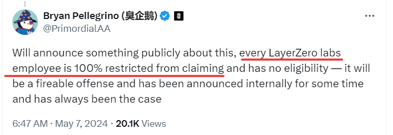 GunnPeter3's tweet photo. @Starknet Yes, ready for an honest drop from @LayerZero_Labs . No one will be receiving 100K tokens to their wallet, as it was with your network for friends and family https://t.co/Cu9RlAdlhY