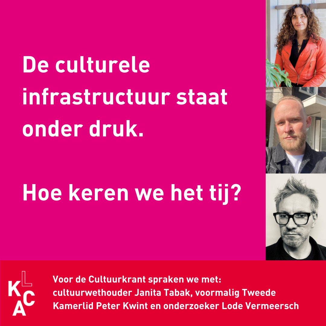 Door bezuinigingen is de culturele infrastructuur verslechterd. Voor de #Cultuurkrant spraken we met  cultuurwethouder <a href="/JanitaTabak/">verhuisd naar Bluesky</a>, voormalig Tweede Kamerlid <a href="/peterkwint/">Peter Kwint</a> en onderzoeker Lode Vermeersch. Welke kansen zien zij om het tij te keren? bit.ly/cultuur-dichtb…