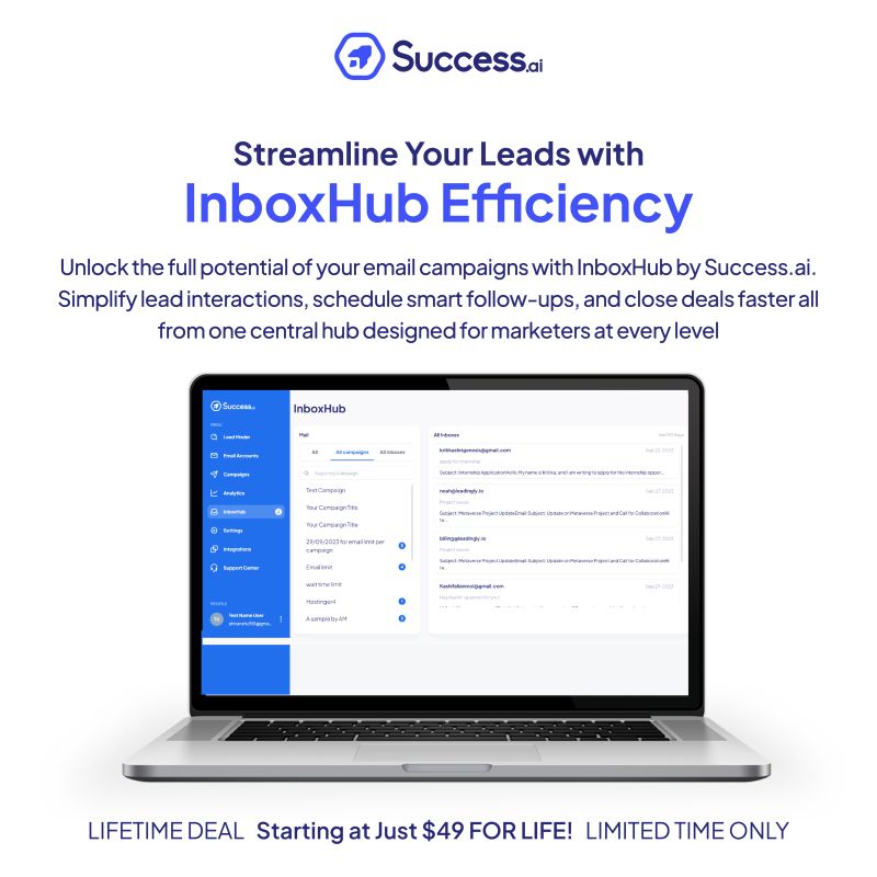 Drowning in emails? ‍: Success.ai Inbox Hub helps you stay afloat. Organize your inboxes, schedule appointments, and classify leads - saving you time and boosting efficiency.
Get Free Trail Now: success.ai
#productivity
#getorganized
#timemanagement