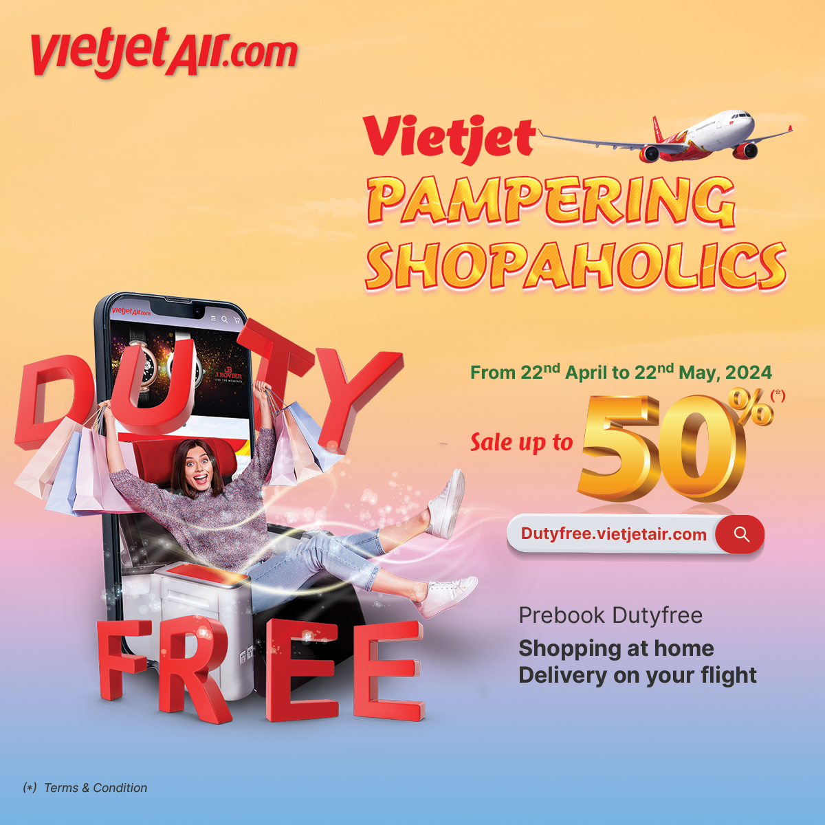 Hot News! Shop Tax Free with a 50% discount at Vietjet's online store and receive items on international flights, with 2 steps. 📝 Fill out the form and Receive the discount code via email. 🛒 Shop now at dutyfreevietjet.com More information in description #Vietjet #DutyFree
