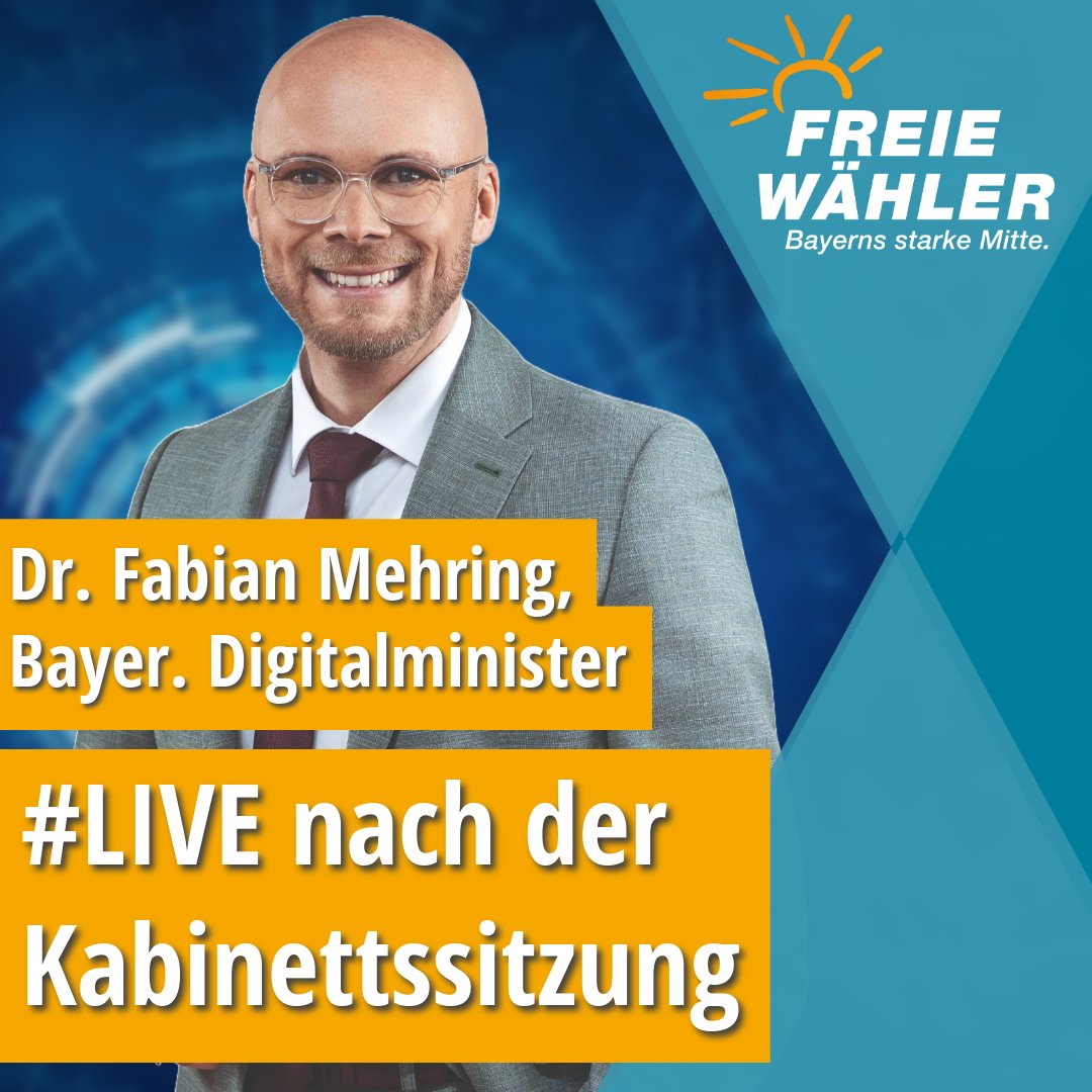 ++ 🎥 🕜12 Uhr #LIVE nach der Kabinettssitzung: #Pressekonferenz der Bayer. Staatsregierung mit unserem Digitalminister Dr. Fabian Mehring #FREIEWÄHLER - 07.05.2024🗣️🎙️++ 👉 #Livestream via bayern.de
