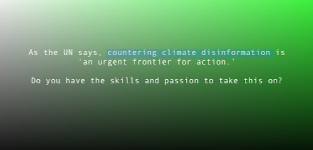 Job alert: CAN is looking for a daring Digital Strategy Lead. While knowledge of the climate movement is very welcome, experience in countering disinformation is highly sought after. Apply here: climatenetwork.org/job/digital-st… Deadline: May 20 2024. Good luck!