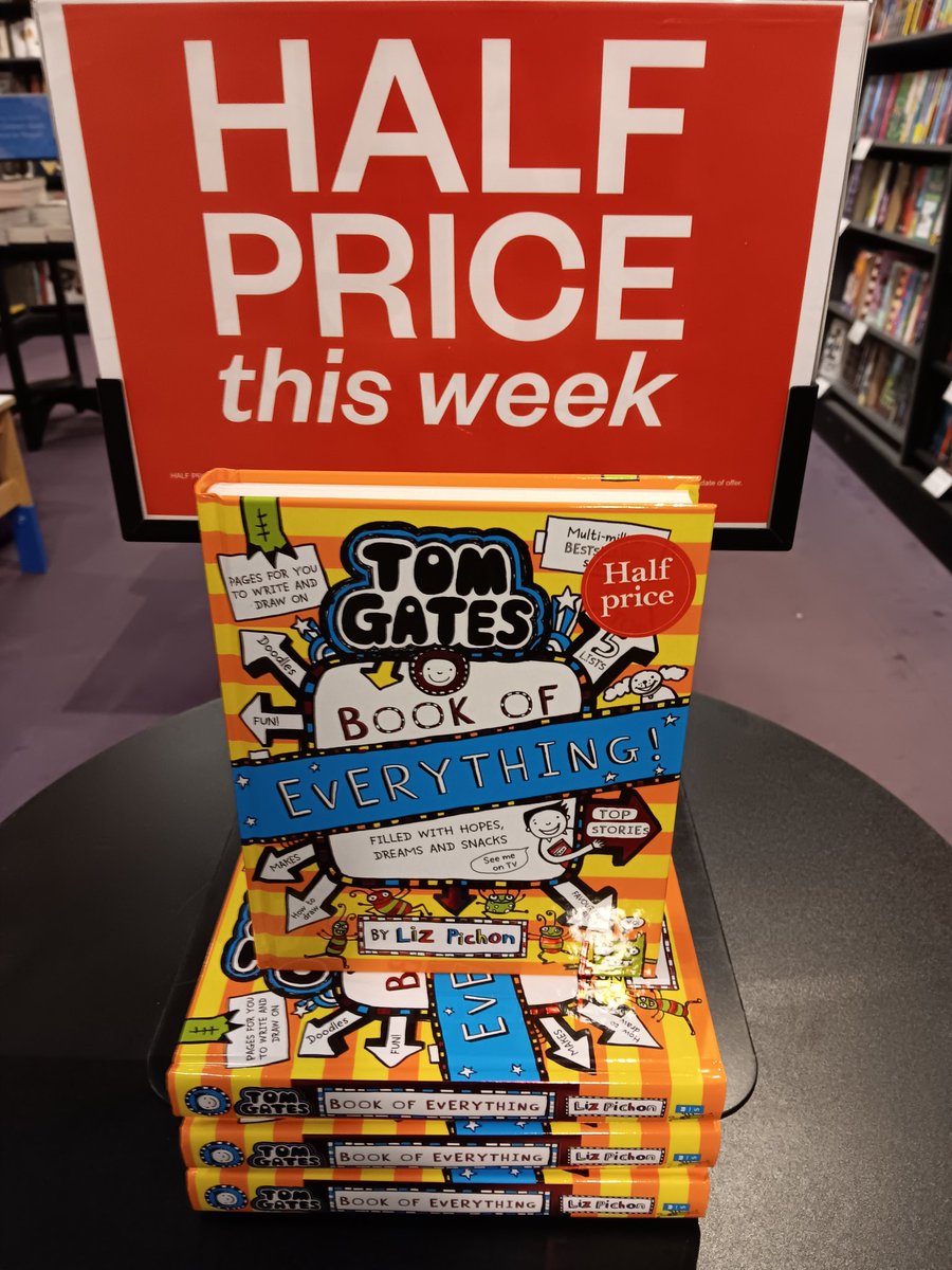 The #TomGates Book of Everything, filled with fun and games for the whole year, has arrived a little early from @LizPichon and is currently Half Price at Waterstones #Wolverhampton! #TomGatesWorld