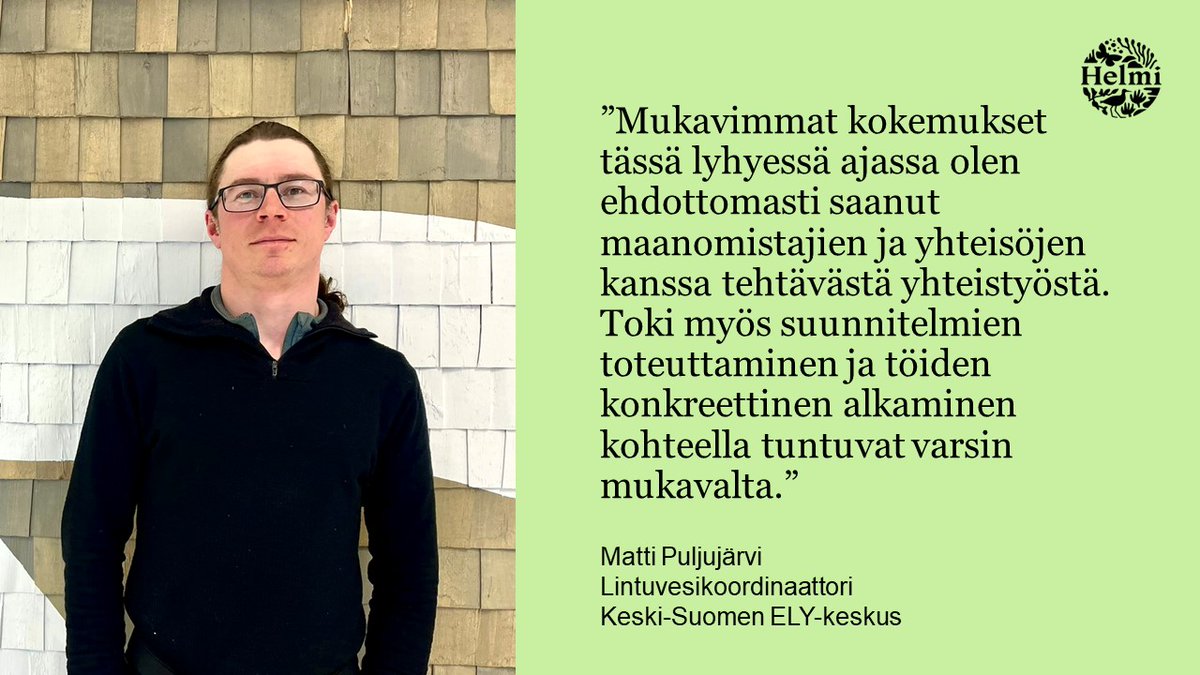 Hyvää Helmin päivää! 🌿 Matti Puljujärvi on toimii Helmi-ohjelmassa lintuvesikoordinaattorina Keski-Suomessa. Työhön kuuluu maakunnallisesti arvokkaiden lintuvesikohteiden hoidon suunnittelua, maanomistajayhteistyötä sekä hoito- ja seurantatöiden hankintaa.🤗 #HelmiOhjelma