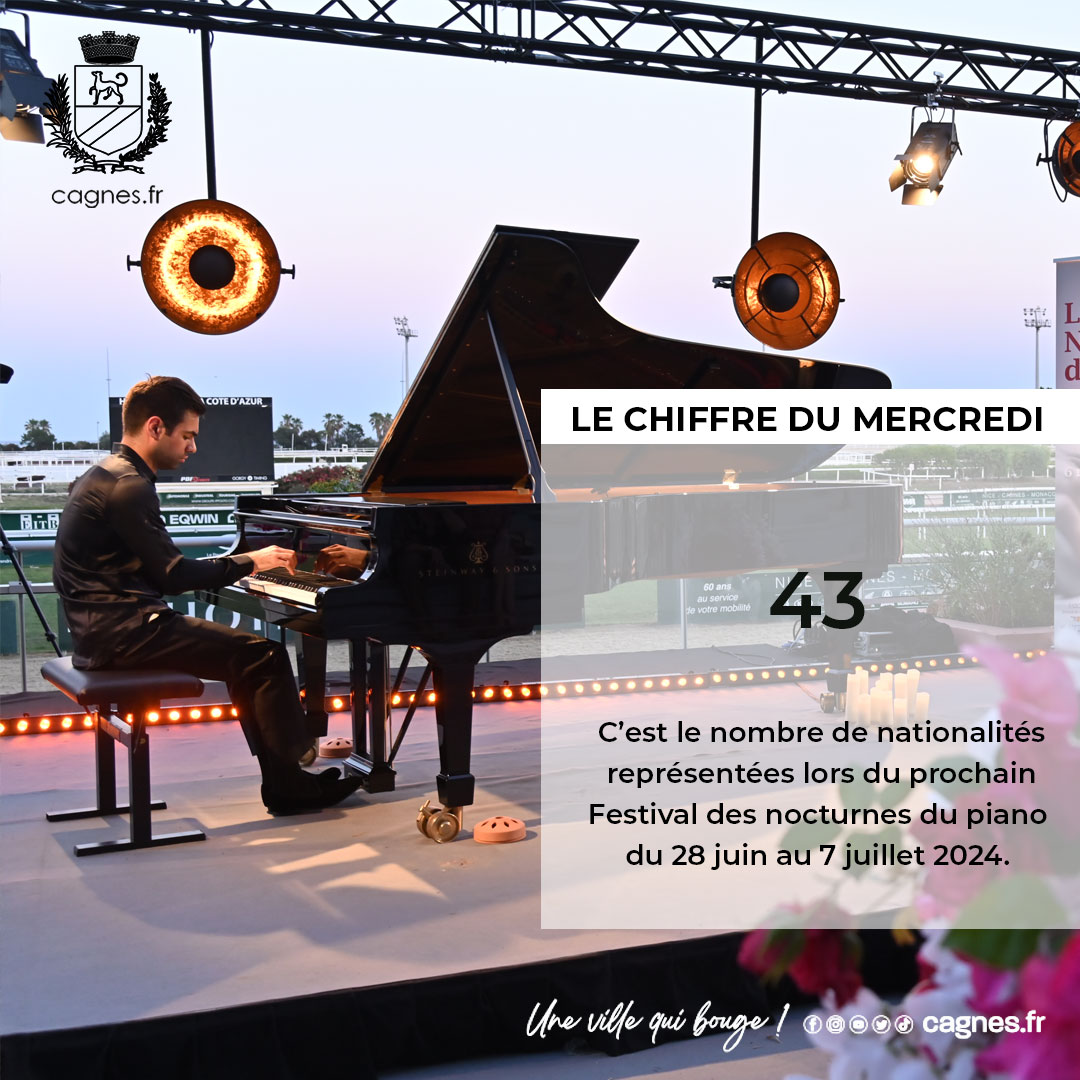 [CHIFFRE DU MERCREDI] 43 C’est le nombre de nationalités représentées lors du prochain Festival des nocturnes du piano du 28 juin au 7 juillet 2024. #cagnessurmer #festival #piano #nocturne #International