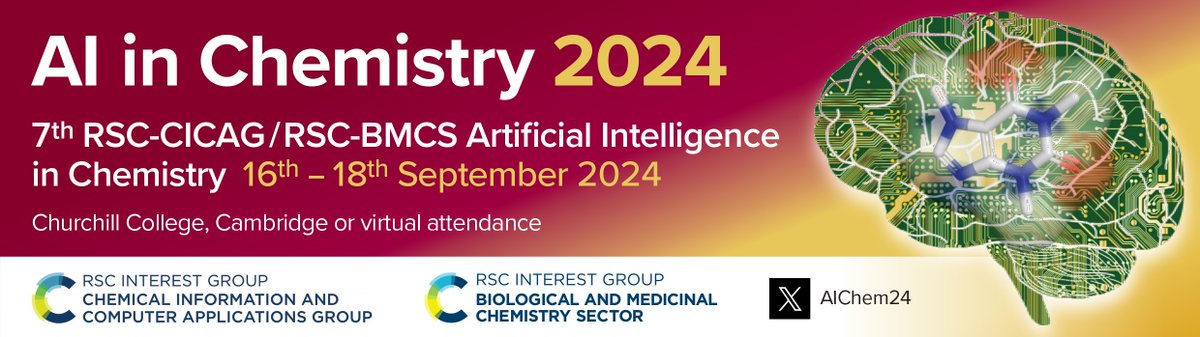 Digital Discovery (@digital_rsc) on Twitter photo We're pleased to announce that the <a href="/RSC_CICAG/">RSC_CICAG</a> AI in Chemistry 2024 meeting poster prizes will be sponsored by Digital Discovery, <a href="/RSC_MolEng/">MSDE journal</a> , <a href="/RSC_ReactionEng/">Reaction Chemistry & Engineering</a> , and <a href="/PCCP/">PCCP</a>
Visit the web site for more details on the meeting and workshop, 16-18 September: rscbmcs.org/events/aichem7/ We're pleased to announce that the <a href="/RSC_CICAG/">RSC_CICAG</a> AI in Chemistry 2024 meeting poster prizes will be sponsored by Digital Discovery, <a href="/RSC_MolEng/">MSDE journal</a> , <a href="/RSC_ReactionEng/">Reaction Chemistry & Engineering</a> , and <a href="/PCCP/">PCCP</a>
Visit the web site for more details on the meeting and workshop, 16-18 September: rscbmcs.org/events/aichem7/