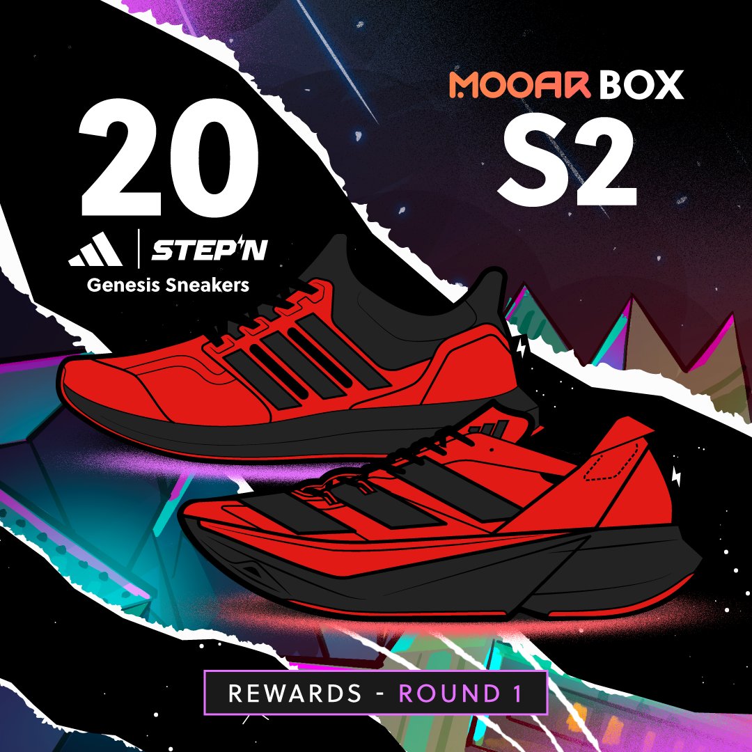 MOOAR Box Season 2 is here and kicking off with a bang! 🎉 We're starting Round 1 with a nod to the awesome partnership between @Stepnofficial x adidas, featuring the stunning Genesis Sneaker! 🔥 What's in it for you? 🎟️ Each #MOOARBox contains raffle tickets. Simply buy or…