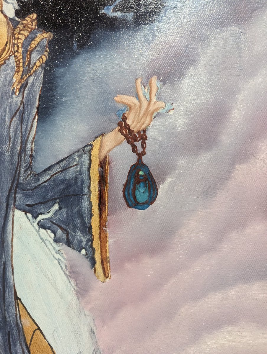 RayMCarney's tweet photo. Untitled
Oil on canvas
Wip
Detail
#hermeticism
#dragon
#pinecone
#staff
#clouds
#facemelt
#tasty
#illustration
#lines
#Acidpop
#time
#amulet https://t.co/qP0r19Igym