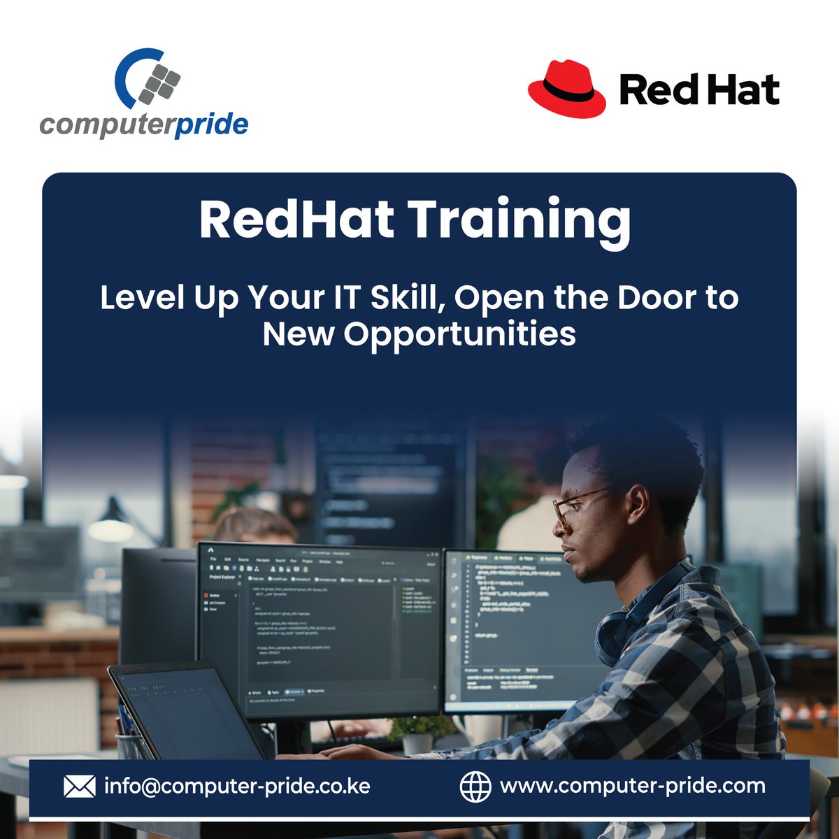 Computer_Pride's tweet image. The IT landscape is ever-evolving. Stay ahead of the curve with Red Hat Training from Computer Pride!
📞 +254 705 900 900/ +254 708 414 141 / +256 741 494 145
✉️ info@computer-pride.co.ke
✉️ uganda@computer-pride.co.ug
#computerpride #redhat #redhattraining #IT #training