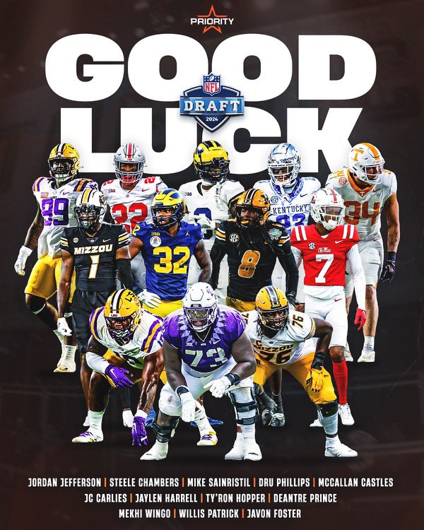 NFL Draft Day 2024 ‼️‼️‼️

Good luck to our clients this weekend! 

<a href="/_JJefferson_95/">Jordan Jefferson</a> // <a href="/steeleC22/">steele chambers</a> // <a href="/MikeSainristil/">FR0Z0NE🥶</a> // <a href="/AndruPhillips/">dru phillips</a> // <a href="/McCallanCastles/">McCallan Castles</a> // <a href="/TheBoy_JC/">JC</a> // <a href="/jayharrell32/">Jaylen Harrell</a> // <a href="/tyron_hopper/">Tyron hopper</a> // <a href="/prince_deantre/">Deantre Prince</a> // <a href="/WingoMekhi/">Mekhi Wingo</a> // <a href="/_wayofchais/">Willis Patrick</a> // <a href="/_ybvon/">Javon Foster</a>