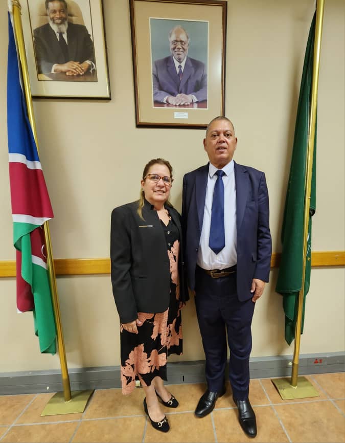 Una delegación del @minalcuba presidida por Viceministra @midalys_blanco fue recibida por el Presidente de la República de #Namibia Dr. Nangolo Mbumba y su Ministro de Pesca y Recursos Marinos Derek J. Klazon