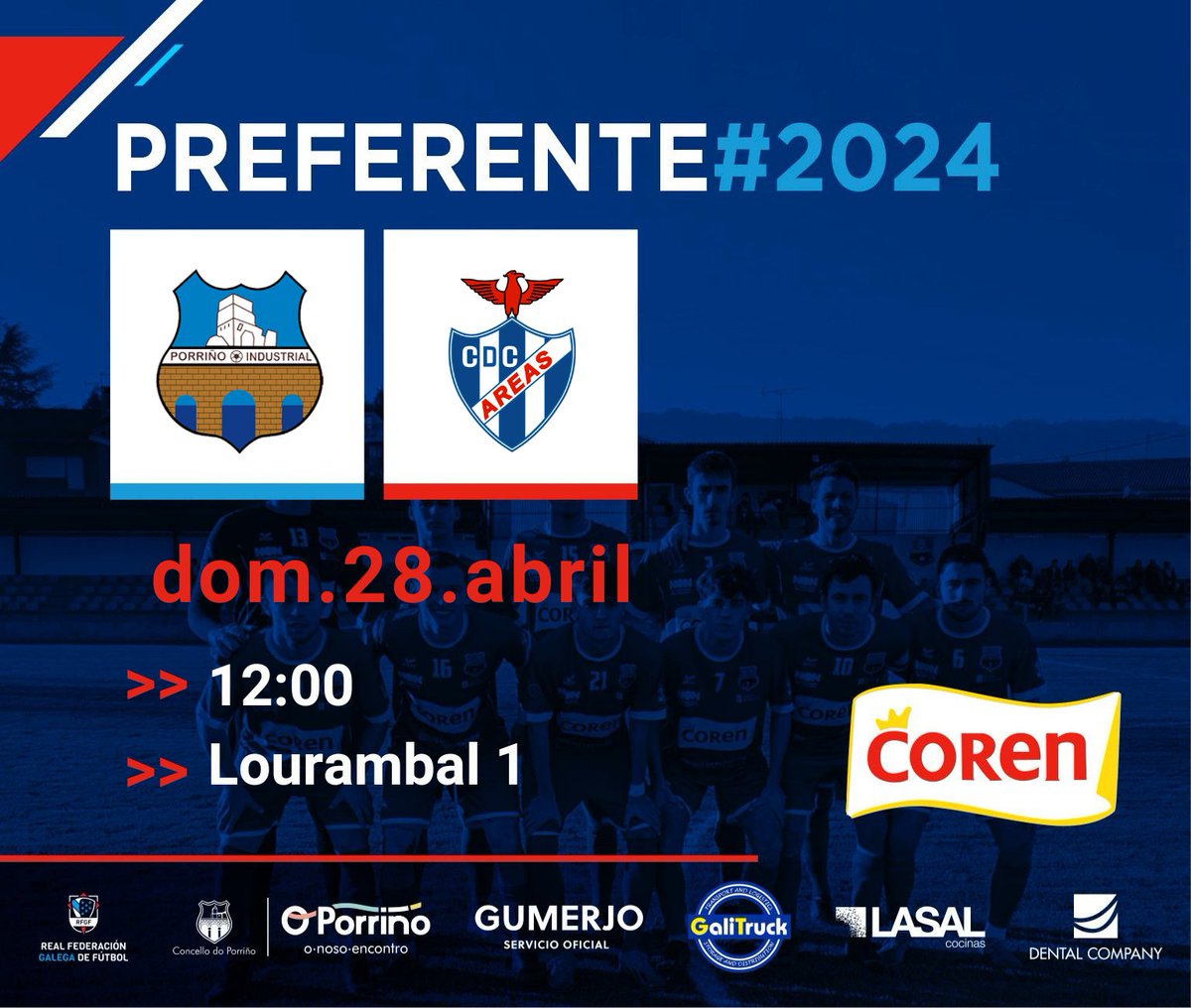 🏆 PREFERENTE 🏆

Esta fin de semana xogamos na nosa 🏡 e querémoste connosco❗️

📅 Domingo 28 de abril
🆚 <a href="/CulturalAreas/">Cultural Areas</a>
⏰ 12:00
🏟️ Lourambal 2

VAMOS PORRIÑO! ⚽💪🏼

#porriñoindustrialfc #preferentesur #futgal