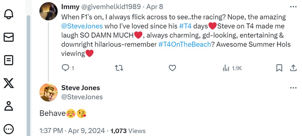 #TBT #ThrowBackThursday to a couple of Weeks ago, when the awesome @SteveJones tweeted me.... #T4  ❤️😉🥰