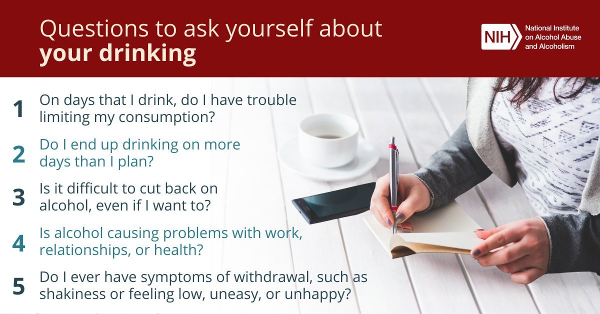NIAAAnews's tweet image. #AlcoholAwarenessMonth tip: A few simple questions can provide insight into whether you might have a problem with alcohol. For more insights and ways to get help, visit: go.nih.gov/IevOdz8