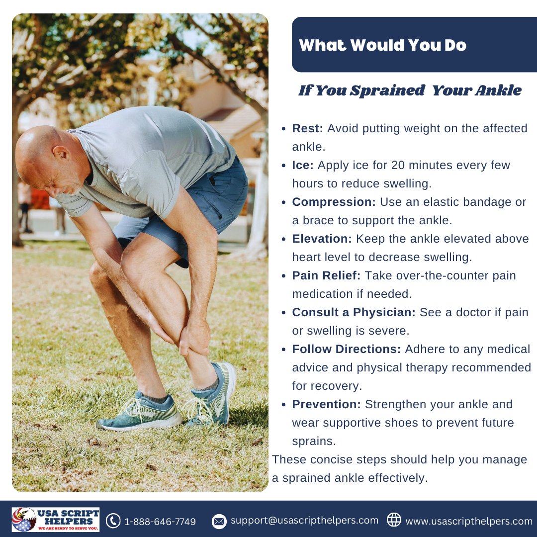 USAScriptHelper's tweet image. 🚨 Ouch! Sprained your ankle? Here’s a quick guide to handle it.
Stay safe and heal fast! 💪 #sprained #sprainedankle #usascripthelpers