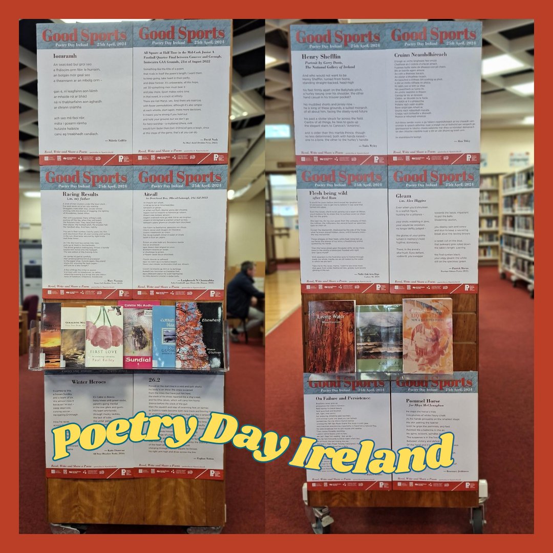 It's Poetry Day Ireland today and we have a lovely display of Sports-Themed poems from Poetry Ireland, to go with our poetry collections featuring old favourites as well as the best in contemporary writing. #PoetryDayIRL #atyourlibrary