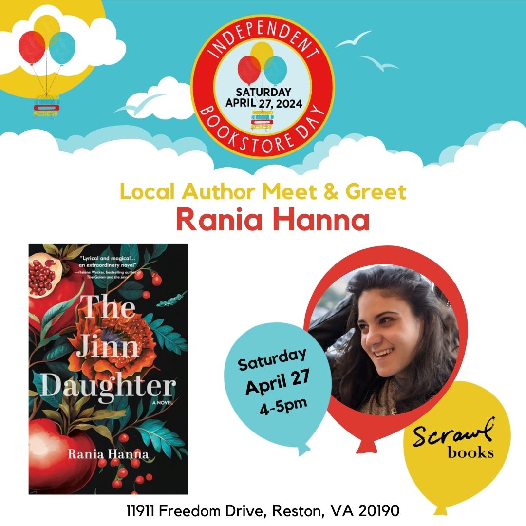 Find me at Scrawl Books in Reston, Va this Saturday, April 27th, at 4pm, for a meet and greet and book signing! @ScrawlBooks

#booksigning #authorevent #AuthorsOfTwitter #thejinndaughter #raniahanna