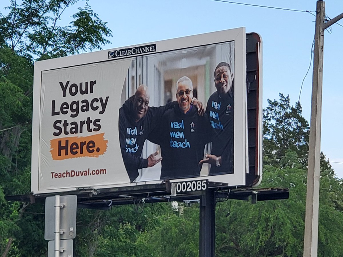 If you're heading southeast on Blanding Blvd in the area of Wesconnett Blvd, checkout the billboard featuring our very own #RealMenTeach.

L-R
Michael Chapple, Dimas Vidales, and Kevin Dunbar

#TeamDuval #TheOnesJax #LosUnos #JPEF #1000By2025
