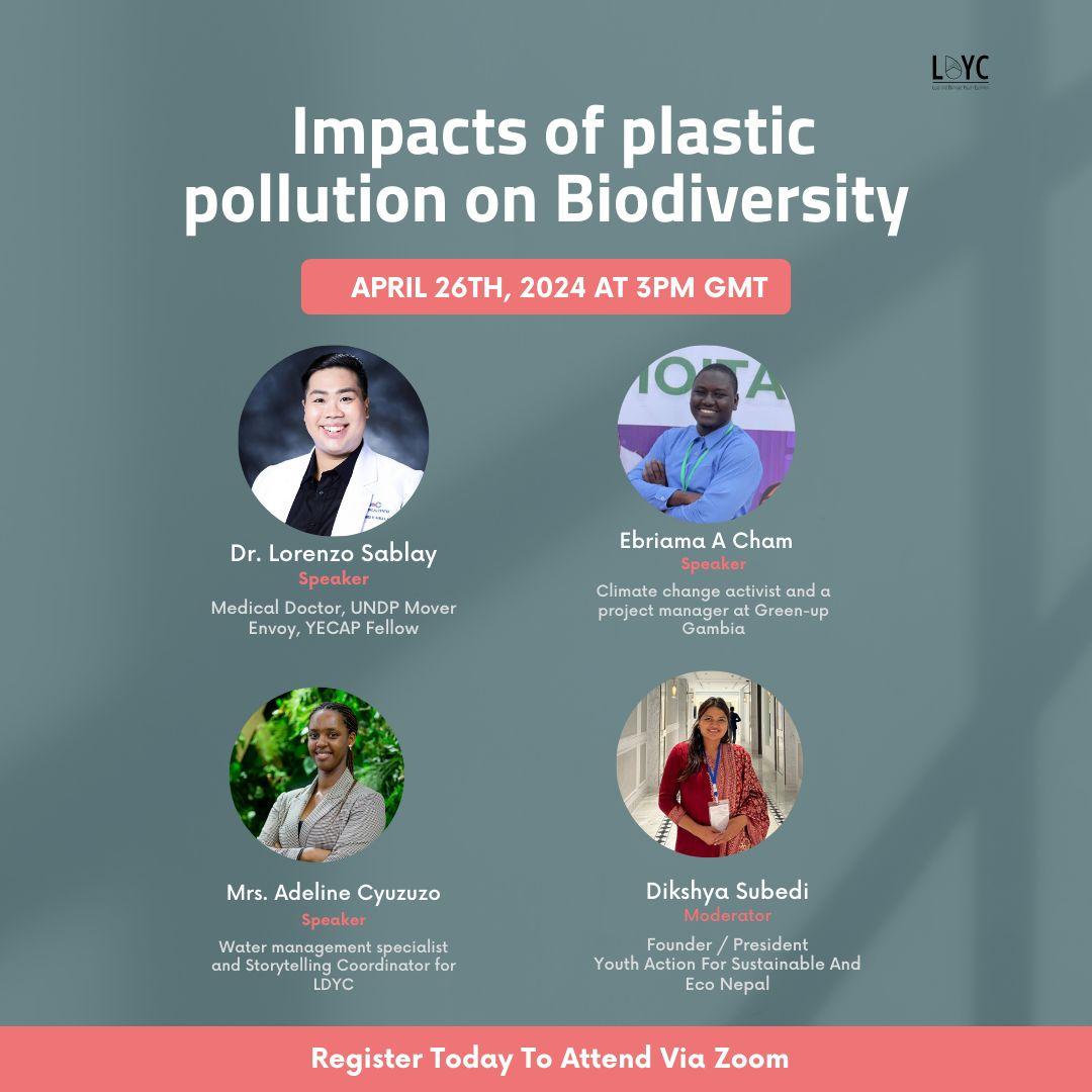 We are still in April and Earth Day Commemoration continues. 

Join us tomorrow via Zoom meeting to discuss about the 'Impacts of plastic pollution on biodiversity.'

The link is attached in the comment section. 
#EarthDay2024
#PlanetVersusPlastic
#SDG14
#SDG15