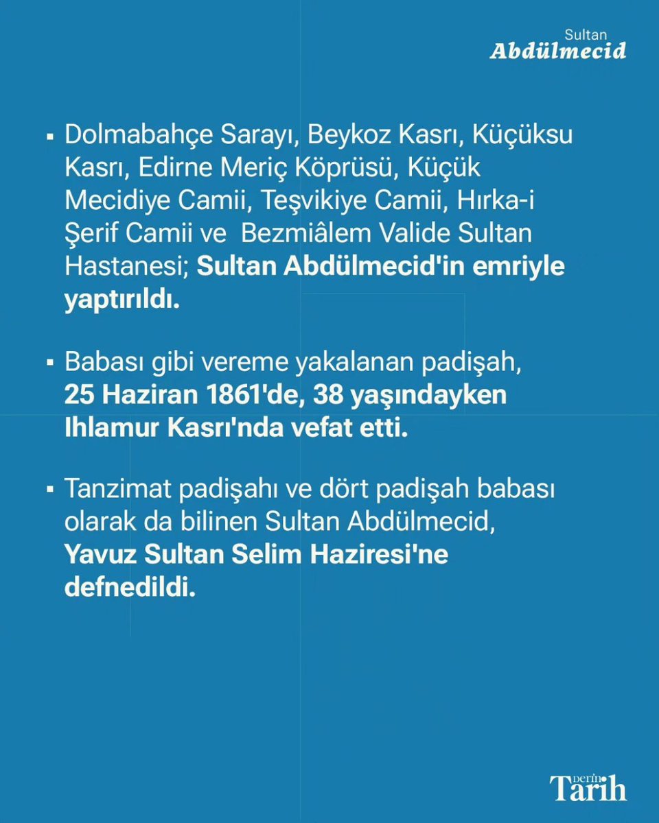 Tarihte bugün 📌 Sultan Abdülmecid dünyaya geldi 📜🔍