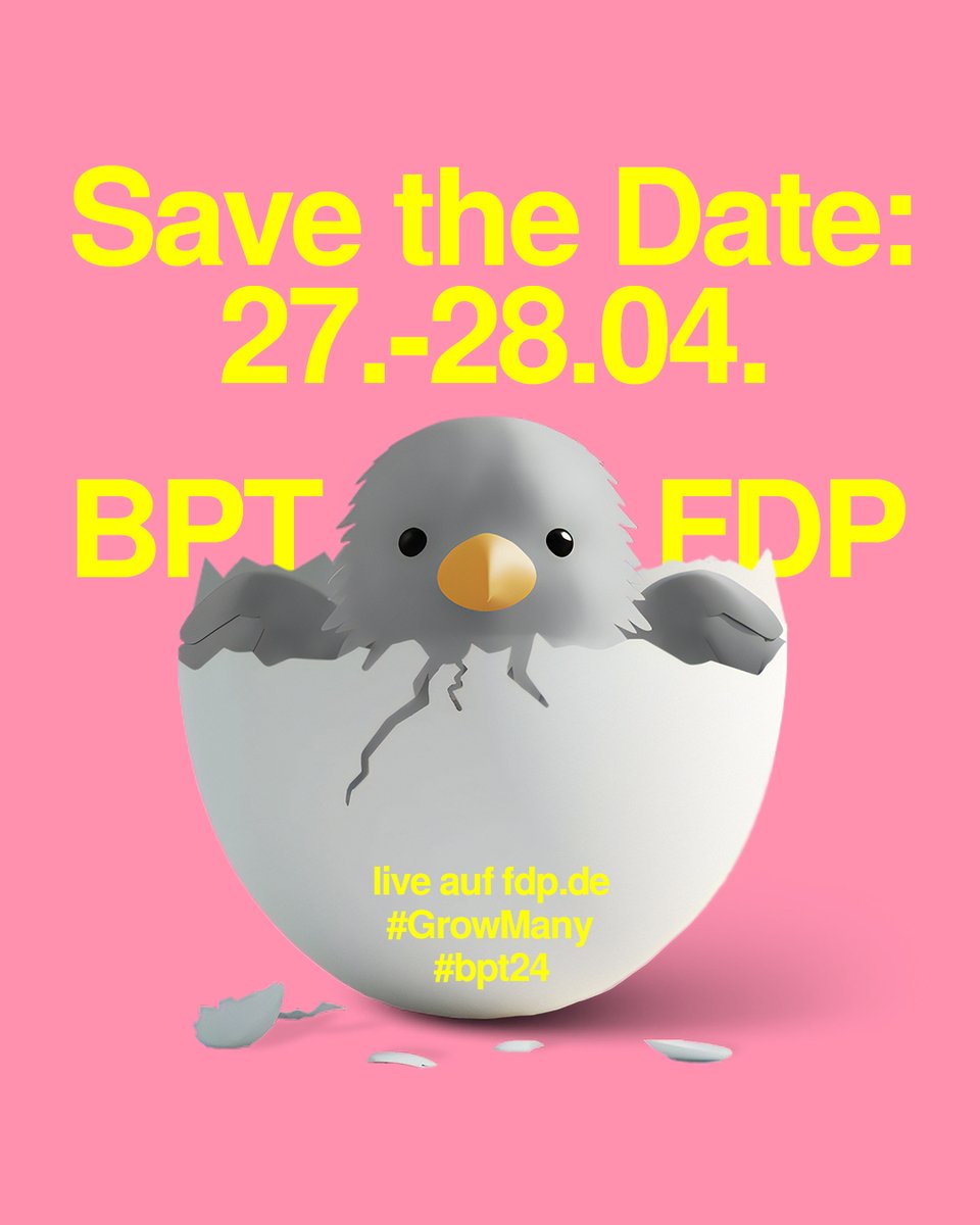 Save the Date für unseren Bundesparteitag am 27. + 28. April: live auf fdp.de und auf youtube.com/fdp. #Growmany #bpt24 #Wirtschaftswende