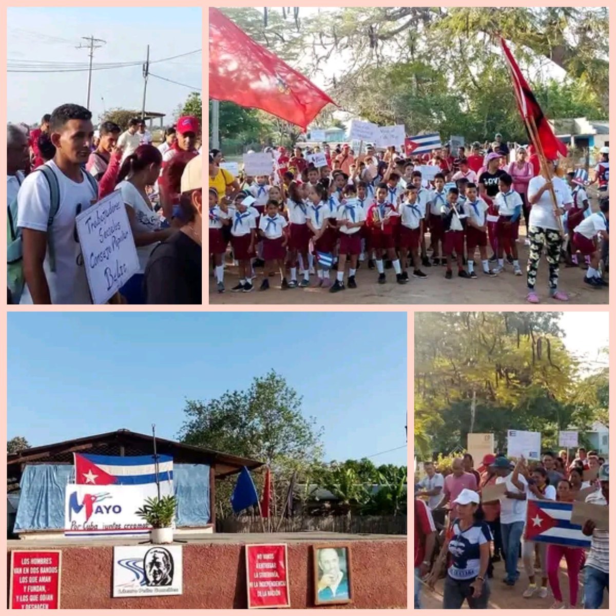 Desde el Consejo Popular Belic #Niquero #ProvinciaGranma desfile y acto comunitario por el 1ro de Mayo 🇨🇺 acompañados del patriotismo, entusiasmo y amor a #Cuba
Con la presencia del PCC, delegados de la AMPP del territorio, CTC, CAM y pobladores #porcubalomejor