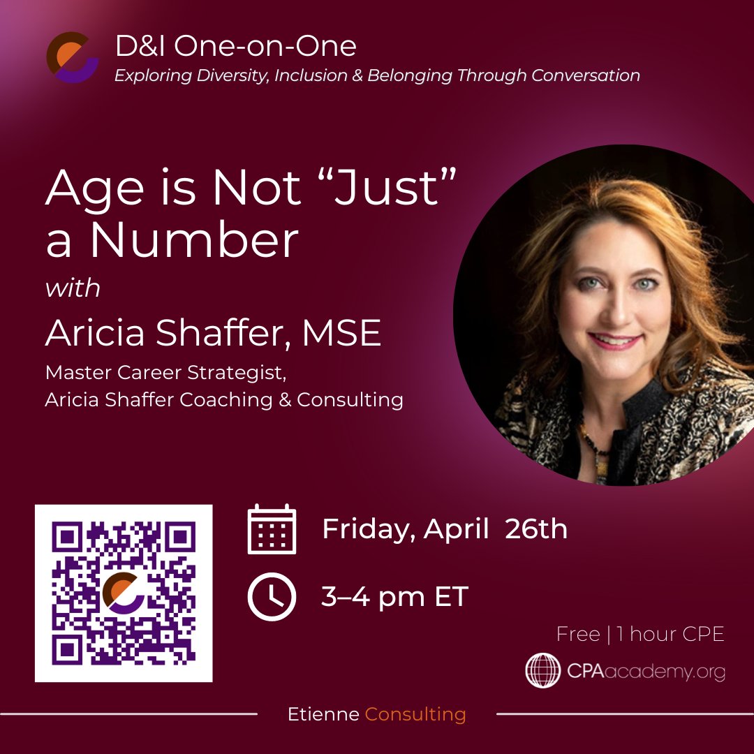 Tomorrow - join us for a conversation on age and the subtle and overt influences it has on behaviors and interactions in the workplace.

Register for 1 hour free CPE:  bit.ly/3UoNDQl