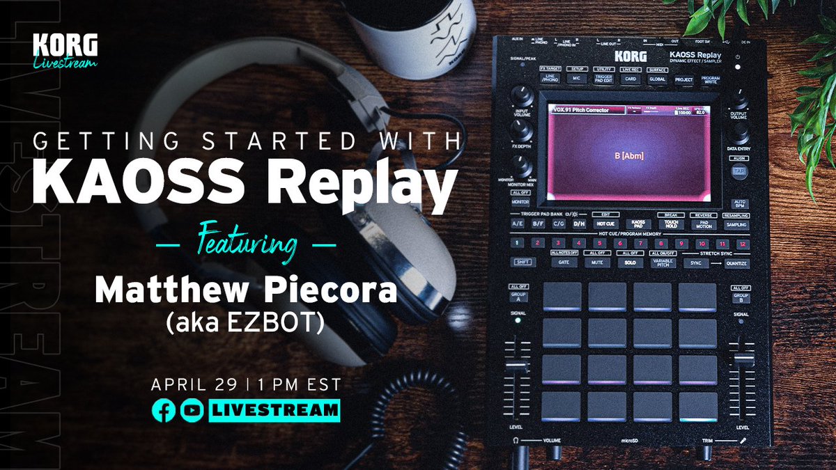 Join us for an exclusive livestream on Monday, April 29th at 1PM EST on KORG's Facebook & YouTube channel where Matthew Piecora, also known as EZBOT, discusses everything you need to know about the KORG KAOSS Replay through a captivating live demonstration, exploring the new…