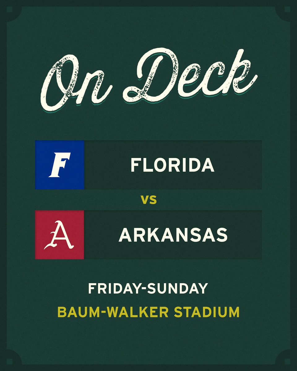 This weekend at Baum-Walker 🐗 Friday: 7 pm on SEC Network Saturday: Noon on ESPN2 Sunday: 2 pm on SEC Network+